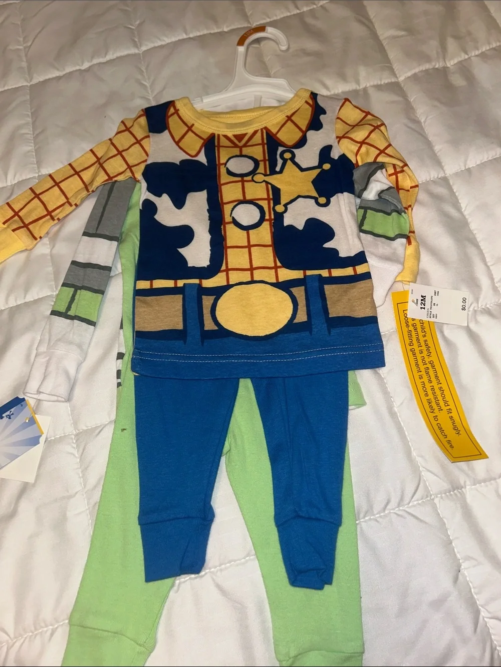 Disney Buzz Lightyear Pajama Set in Green, Yellow, Purple and Woody Pajamas